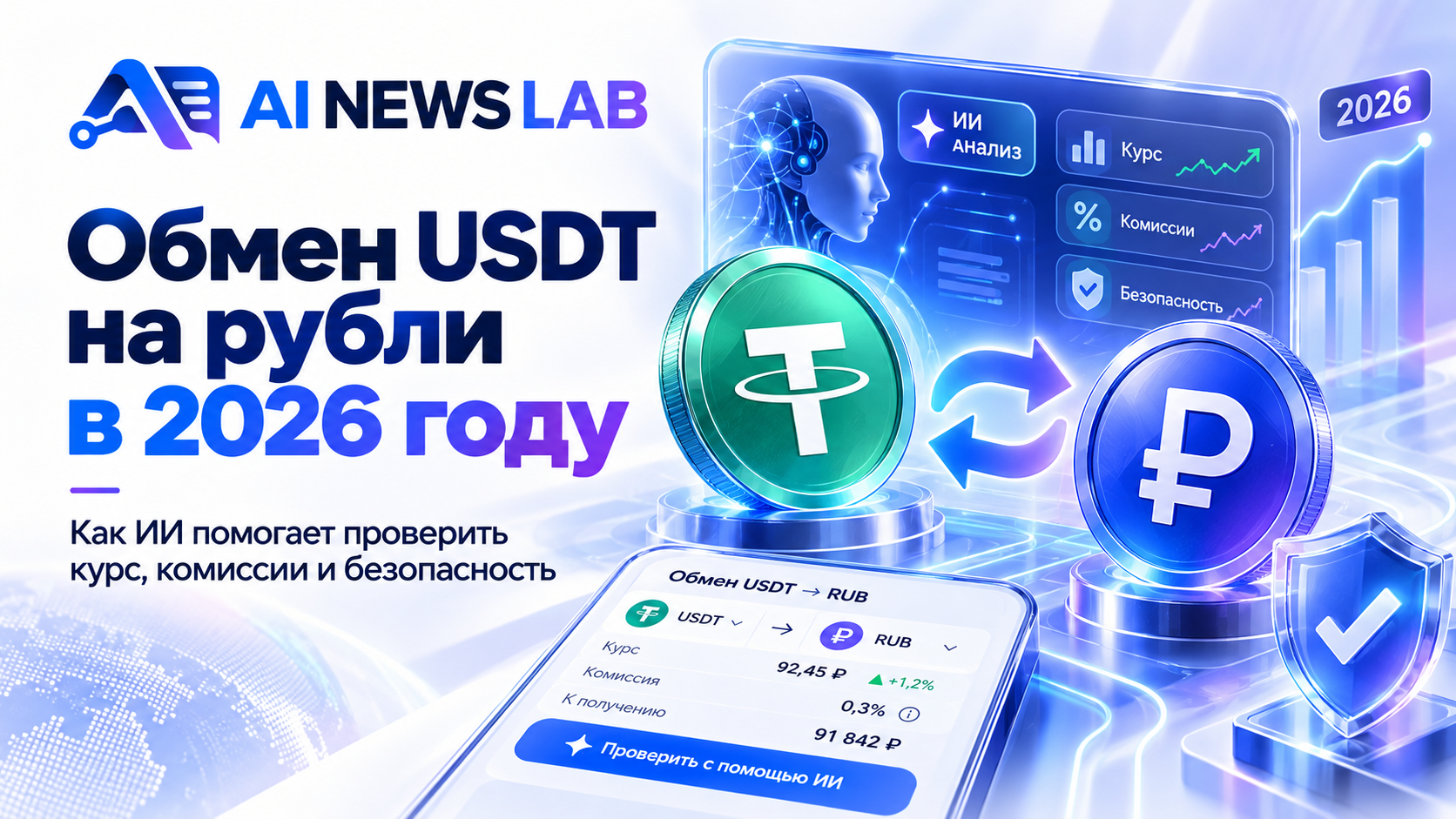 Обмен USDT на рубли в 2026 курс, СБП и проверка с ИИ