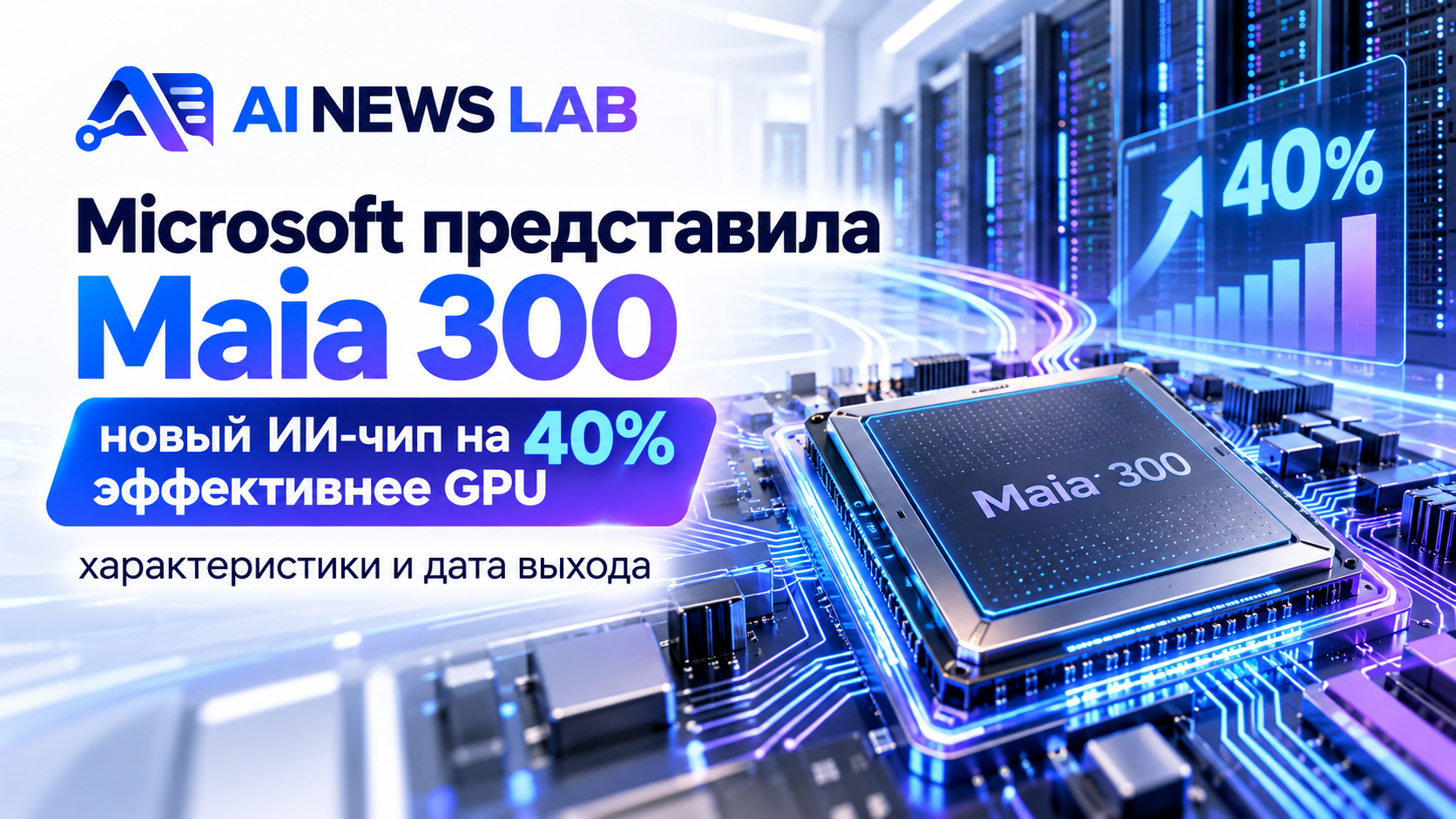 ИИ-ускоритель Microsoft Maia 300 для дата-центров Azure с серверной стойкой и высокоскоростной памятью HBM4