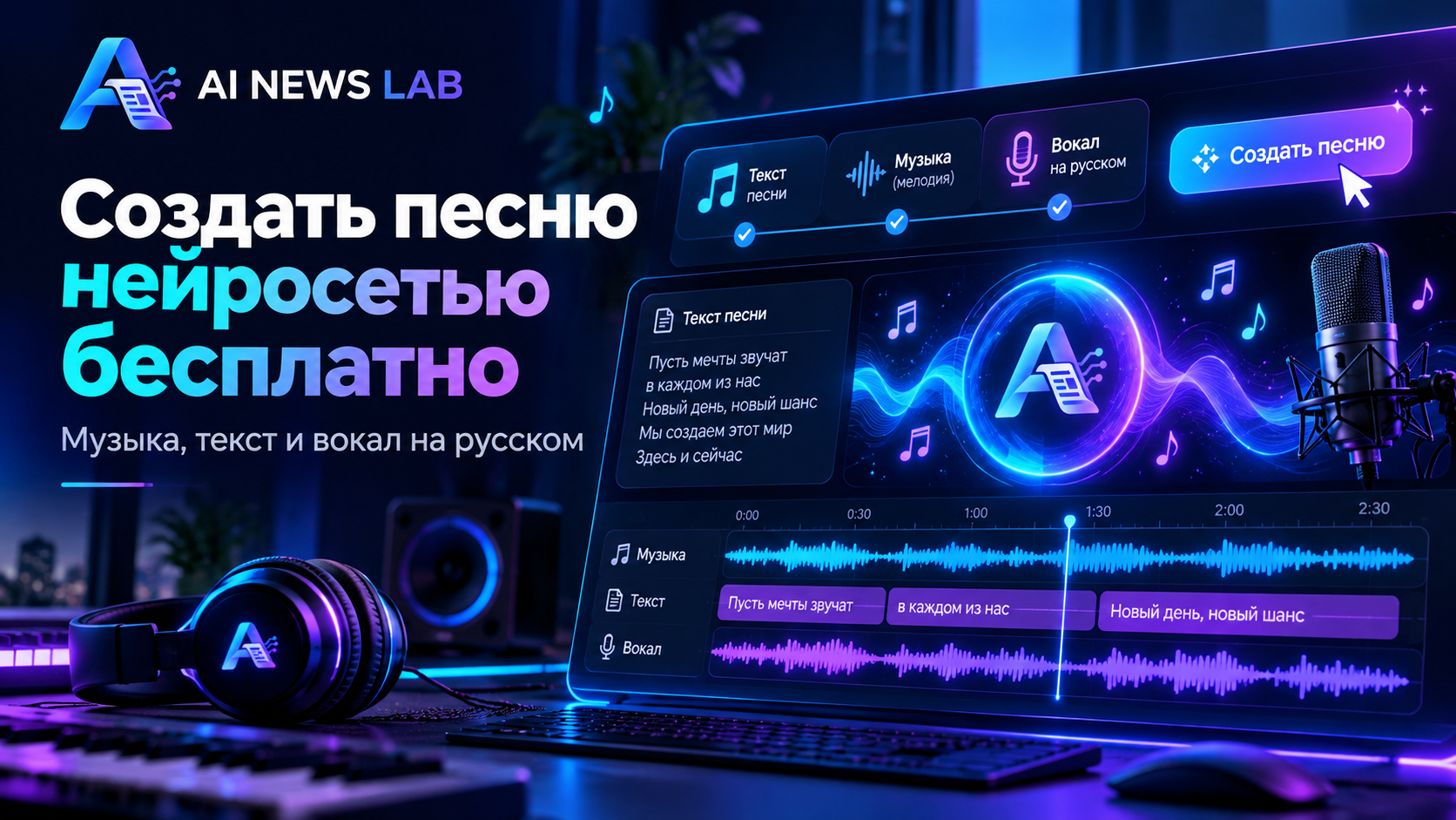 Как создать песню нейросетью бесплатно на русском музыка, текст и вокал